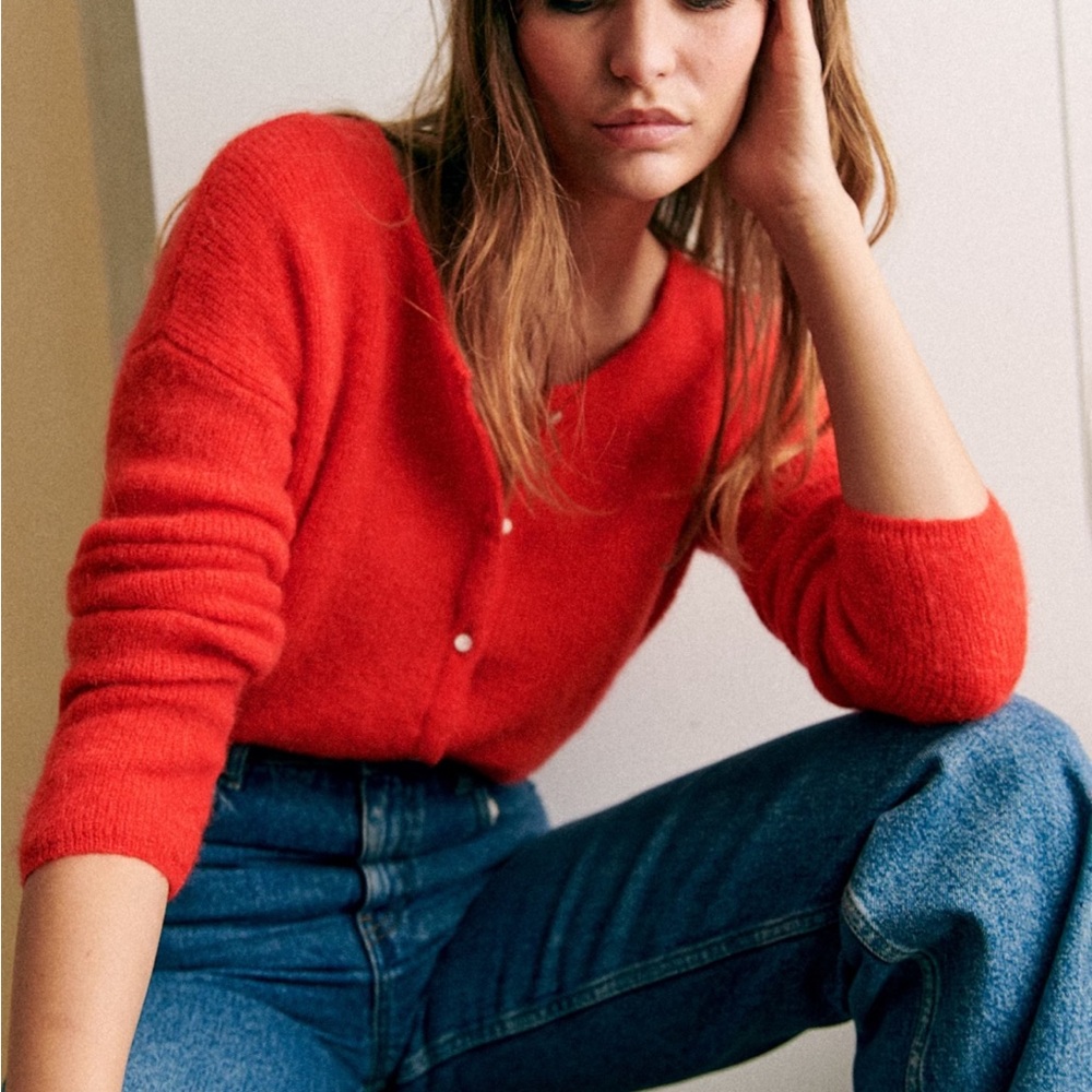 Sezane Gaspard Cardigan Red - Size XXS